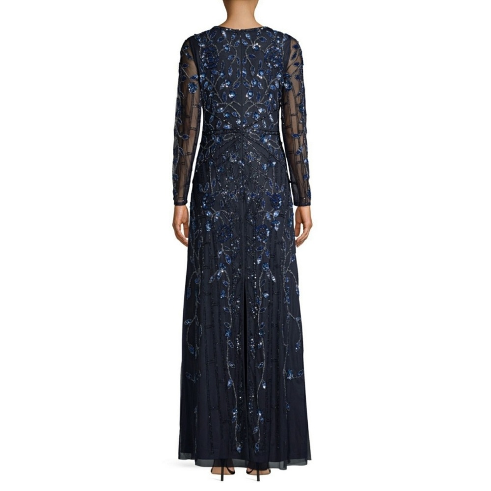 Aidan Mattox embellished sheer long sleeve long gown - Picture 13 of 17